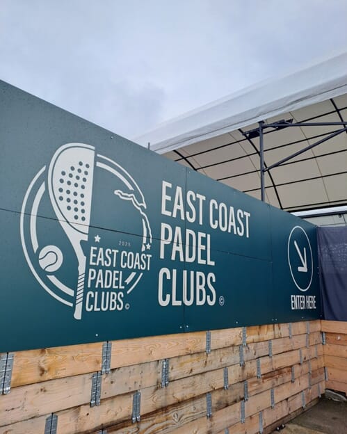 An image of the East Coast Padel Clubs signage.